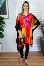 Load image into Gallery viewer, V neck Sunshine Pink kaftan top. One size fits all.