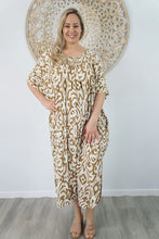 Load image into Gallery viewer, Sundrenched Bermuda Totem Sand Kaftan Dress.  One Size Fits All.
