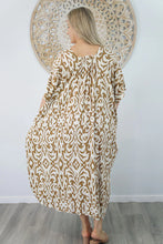Load image into Gallery viewer, Sundrenched Bermuda Totem Sand Kaftan Dress.  One Size Fits All.
