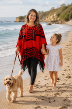 Load image into Gallery viewer, Vibrant Celtic Print Red &amp; Black Kaftan Top | One Size Fits All
