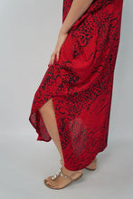 Load image into Gallery viewer, Festive Sundrenched Animal Red Long Kaftan Dress. One Size Fits All.
