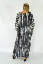 Load image into Gallery viewer, Sundrenched Crackle Black/Bone Long Kaftan Dress.  One Size Fits All.
