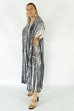 Load image into Gallery viewer, Sundrenched Crackle Black/Bone Long Kaftan Dress.  One Size Fits All.
