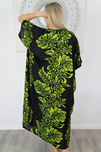 Load image into Gallery viewer, Sundrenched Florida Lime &amp; Black Long Kaftan Dress – One Size Fits All
