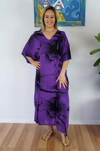 Load image into Gallery viewer, Sundrenched Outline Purple Long Kaftan Dress.  One Size Fits All.
