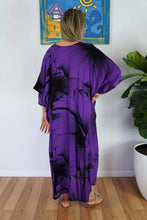 Load image into Gallery viewer, Sundrenched Outline Purple Long Kaftan Dress.  One Size Fits All.
