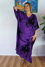 Load image into Gallery viewer, Sundrenched Outline Purple Long Kaftan Dress.  One Size Fits All.
