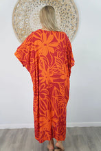 Load image into Gallery viewer, Sundrenched Raratonga Orange Long Kaftan Dress. One Size Fits All.
