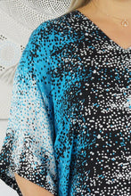 Load image into Gallery viewer, Festive Sundrenched Blue Snow Long Kaftan Dress.  One size fits all.
