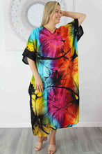 Load image into Gallery viewer, Sundrenched Sunshine Rainbow Floral Long Kaftan Dress.  One Size Fits All.
