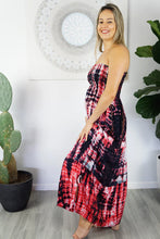 Load image into Gallery viewer, Summer Maxi Smock Tie Dye Strapless Dress.  One Size Fits Sizes 8-18.
