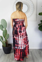 Load image into Gallery viewer, Summer Maxi Smock Tie Dye Strapless Dress.  One Size Fits Sizes 8-18.
