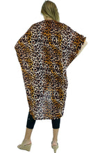 Load image into Gallery viewer, Long Black Leopard Gold Cape/Kimono.   Free Size
