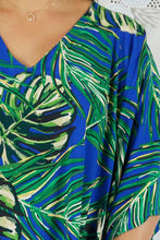 Load image into Gallery viewer, Sundrenched &#39;Sabai&#39; Royal Blue &amp; Green Long Kaftan.  One Size Fits All.
