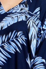 Load image into Gallery viewer, Festive Sundrenched Maui Navy/Light Blue Long Premium Kaftan Dress.  One Size Fits All.
