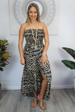 Load image into Gallery viewer, Summer Vibes Salsa Leopard Strapless Dress.  One Size Fits 10-16.
