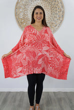 Load image into Gallery viewer, Betelnut Festive Melon Kaftan Top.  One Size Fits All.
