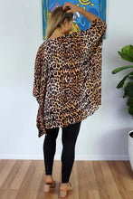 Load image into Gallery viewer, Vibrant Leopard Gold Kaftan Top.  One Size Fits All.
