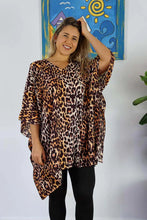 Load image into Gallery viewer, Vibrant Leopard Gold Kaftan Top.  One Size Fits All.
