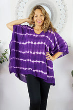 Load image into Gallery viewer, Kaftan Top in Nirvana Tie Dye Purple.  One Size Fits All.
