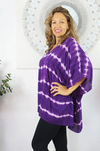 Load image into Gallery viewer, Kaftan Top in Nirvana Tie Dye Purple.  One Size Fits All.
