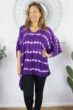 Load image into Gallery viewer, Kaftan Top in Nirvana Tie Dye Purple.  One Size Fits All.
