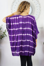 Load image into Gallery viewer, Kaftan Top in Nirvana Tie Dye Purple.  One Size Fits All.

