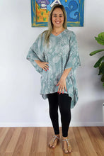 Load image into Gallery viewer, Kaftan Top in Palm Cove Grey.  One Size Fits All.
