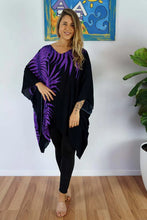 Load image into Gallery viewer, Vibrant Palm Frond Purple Kaftan Top.  One size fits all.
