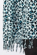 Load image into Gallery viewer, Vibrant Safari Print Aqua Kaftan Top.  One Size Fits All.
