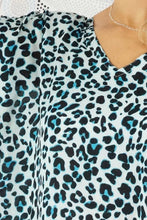 Load image into Gallery viewer, Vibrant Safari Print Aqua Kaftan Top.  One Size Fits All.
