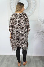 Load image into Gallery viewer, Vibrant Safari Print Brown Kaftan Top.  One Size Fits All.
