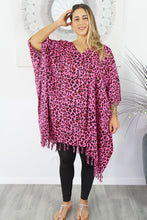 Load image into Gallery viewer, Vibrant Safari Print Pink Kaftan Top.  One Size Fits All.
