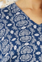 Load image into Gallery viewer, Kaftan Top in Fan Navy &amp; White.  One Size Fits All.
