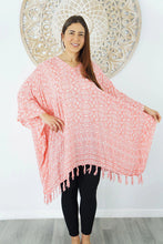 Load image into Gallery viewer, Kaftan Top in Fan Salmon.  One Size Fits All.
