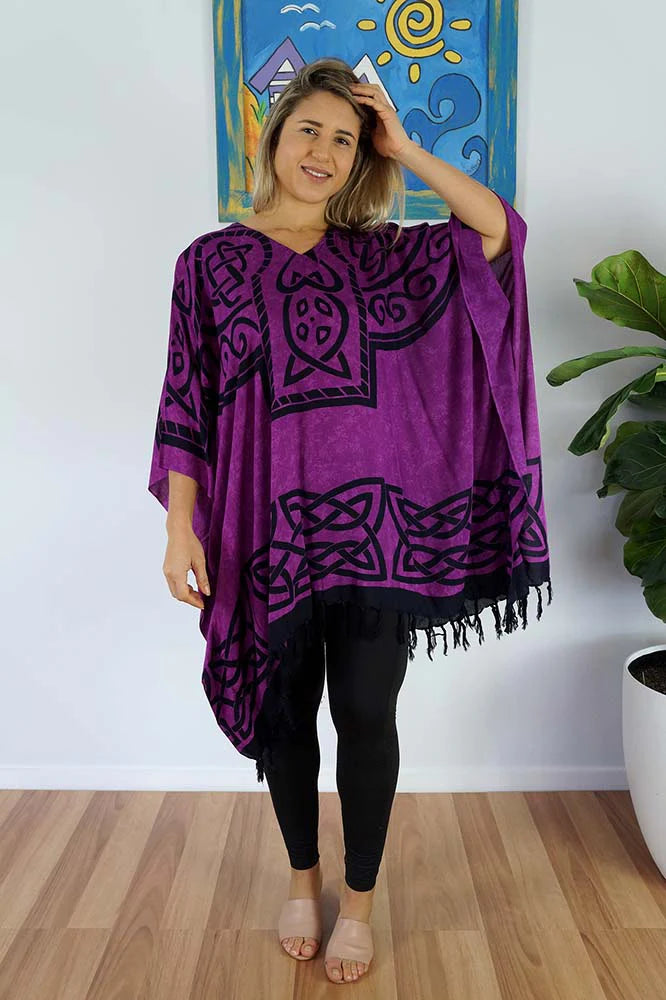 Celtic Print Purple kaftan top.  One Size Fits All.