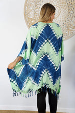 Load image into Gallery viewer, Tie Dye Culture Kaftan Top.  Blue &amp; Lime.  One Size Fits All.
