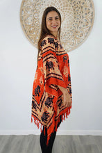 Load image into Gallery viewer, Kaftan Top in Ganesha Orange.  One Size Fits All.
