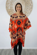 Load image into Gallery viewer, Kaftan Top in Ganesha Orange.  One Size Fits All.
