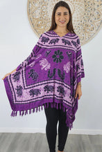Load image into Gallery viewer, Kaftan Top Ganesha Purple.  One Size Fits All.

