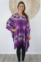 Load image into Gallery viewer, Kaftan Top Ganesha Purple.  One Size Fits All.

