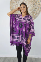 Load image into Gallery viewer, Kaftan Top Ganesha Purple.  One Size Fits All.
