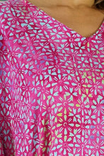 Load image into Gallery viewer, Kaftan Top In Malteze Pink &amp; Aqua.  One Size Fits All.
