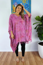 Load image into Gallery viewer, Kaftan Top In Malteze Pink &amp; Aqua.  One Size Fits All.
