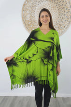 Load image into Gallery viewer, Sundrenched Outline Lime Kaftan Top.  One Size Fits All.
