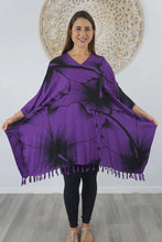 Load image into Gallery viewer, Sundrenched Outline Purple Kaftan Top.  One Size Fits All.
