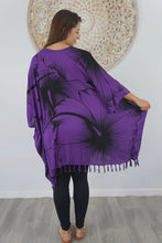 Load image into Gallery viewer, Sundrenched Outline Purple Kaftan Top.  One Size Fits All.
