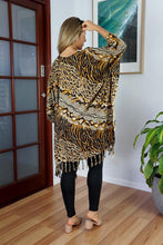 Load image into Gallery viewer, Vibrant Cheetah Print Brown Kaftan Top.  One Size Fits All.
