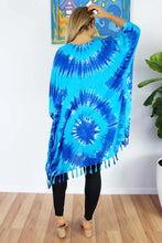 Load image into Gallery viewer, Vibrant Blue Tie Dye Kaftan Top.  One Size Fits All.
