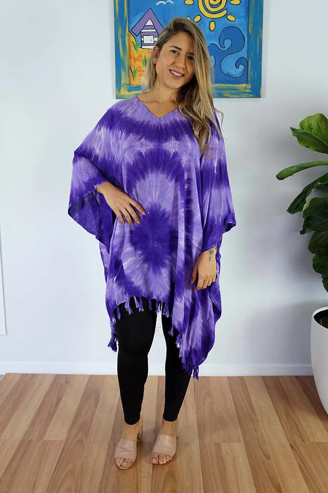 Vibrant Purple Tye Dye Kaftan Top.  One Size Fits All.